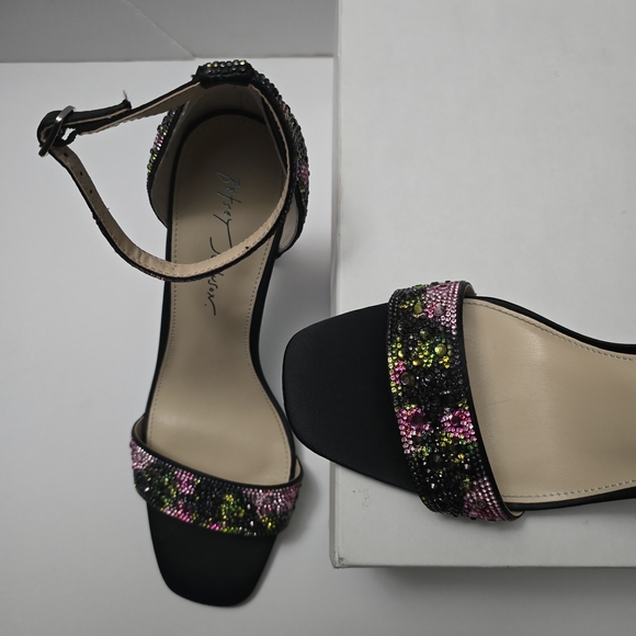 Betsey Johnson Black and Pink Embellished Heels - Picture 7 of 7